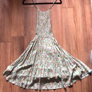 UO Kimchi Blue Green Floral Strappy Sundress